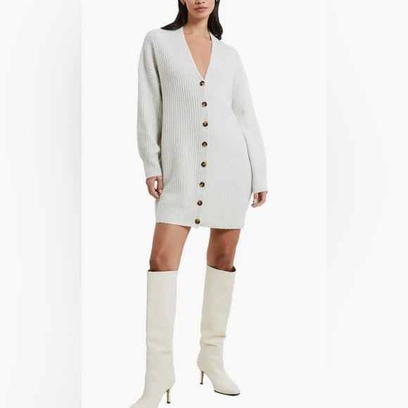 FRENCH CONNECTION | Oversized Babysoft Button Front Long Sleeve Sweater Dress - Picture 1 of 11